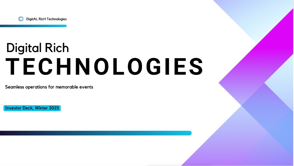 Digital Rich Technologies — Seamless operations for memorable events. Investor Deck, Winter 2025.